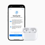 An iPhone screen and a pair of Apple AirPods Pro 2