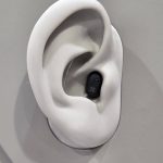 The Oticon Zeal on display at EUHA - it is situated in a 3D mock-up of an ear