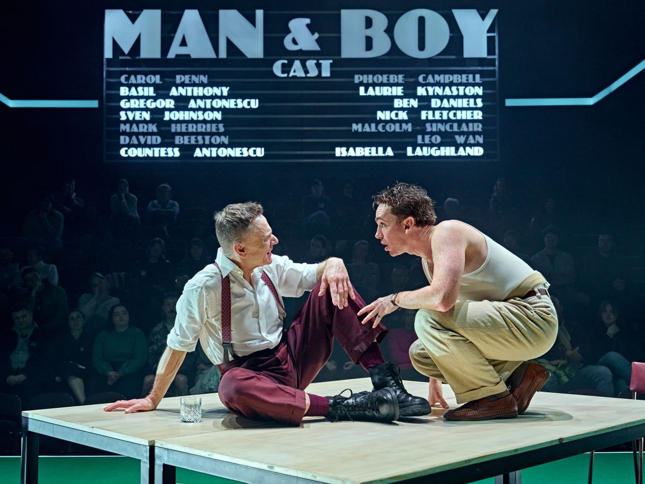 Ben Daniels (Gregor Antonescu) and Laurie Kynaston (Basil Anthony) in Man and Boy at the National Theatre (c) Manuel Harlan