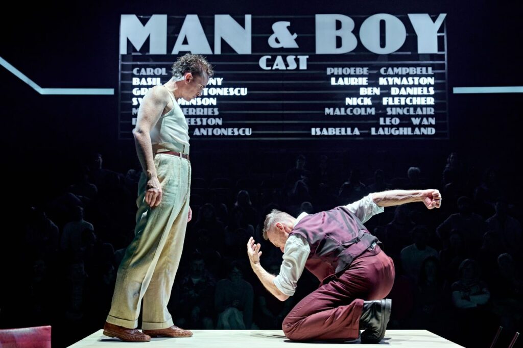 Laurie Kynaston (Basil Anthony) and Ben Daniels (Gregor Antonescu) in Man and Boy at the National Theatre (c) Manuel Harlan