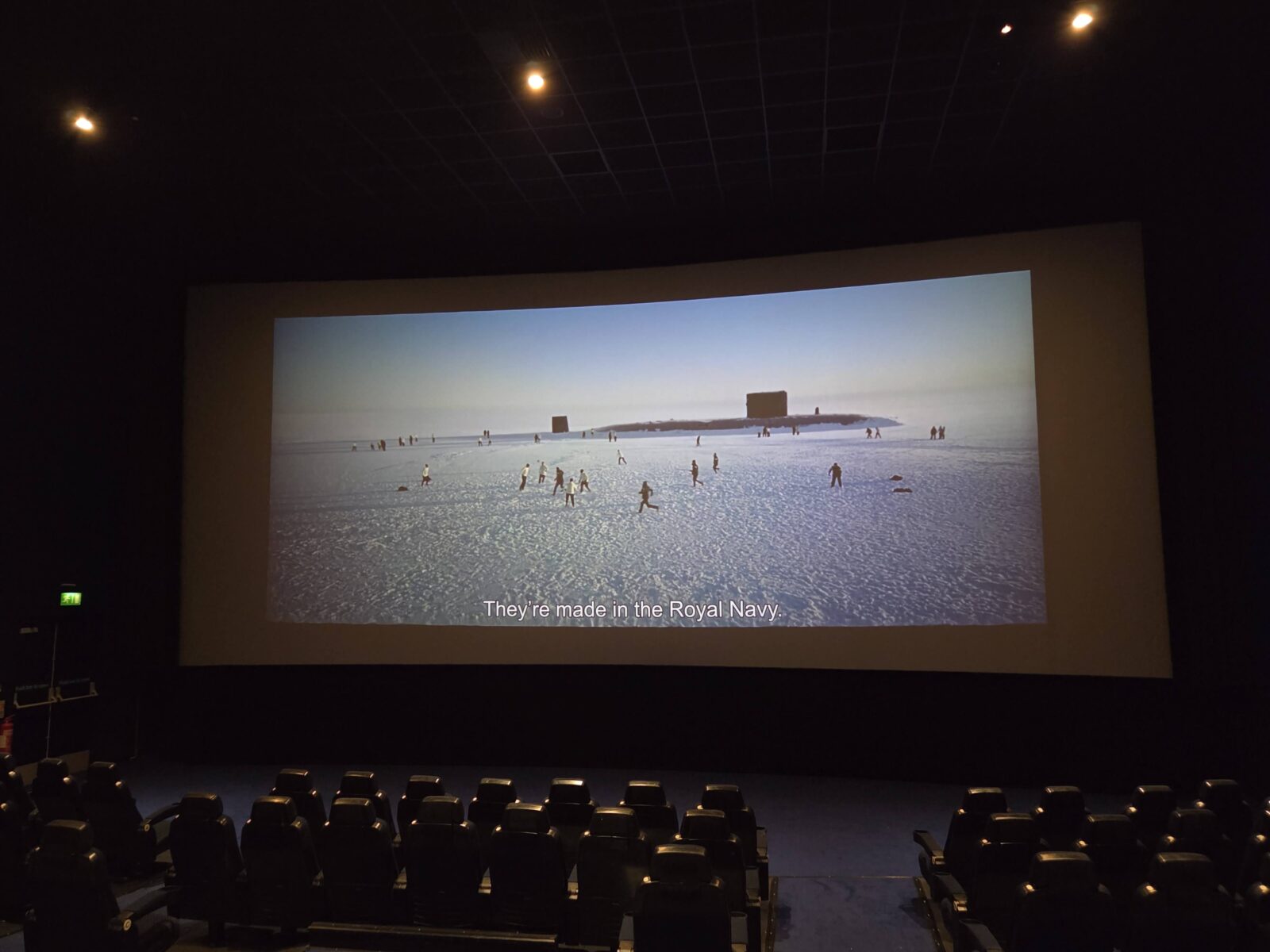A cinema showing a subtitled movie