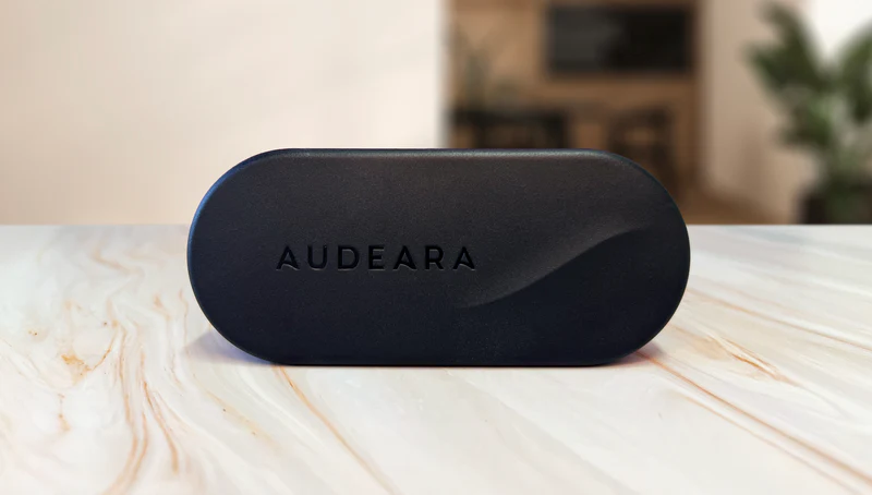 The Audeara Audio Broadcaster sitting on a counter