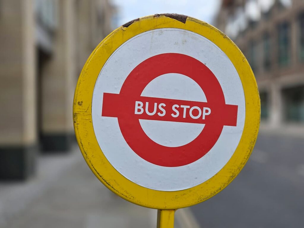 A sign for a London bus stop